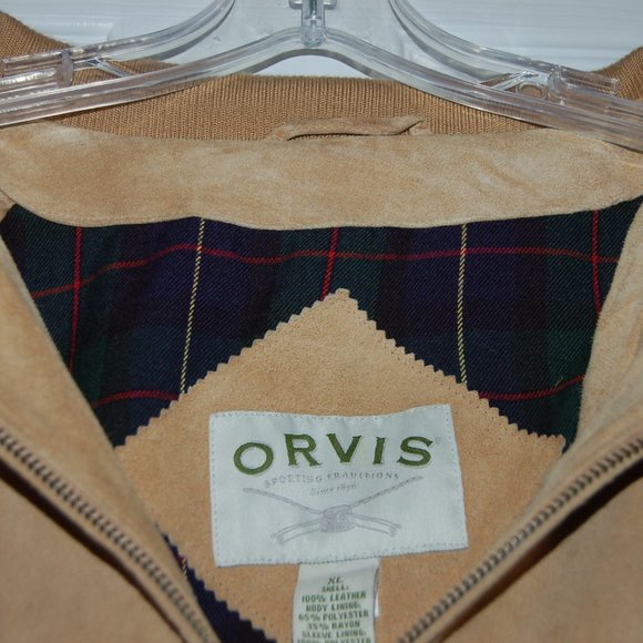 Orvis Soft Leather Light Tan Bomber Jacket Mens XL - Picture 4 of 8